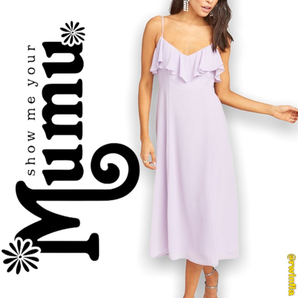 NWT SMYM Show Me Your Mumu Mellow Camilla Dress Ruffle Midi Fitted Size XS